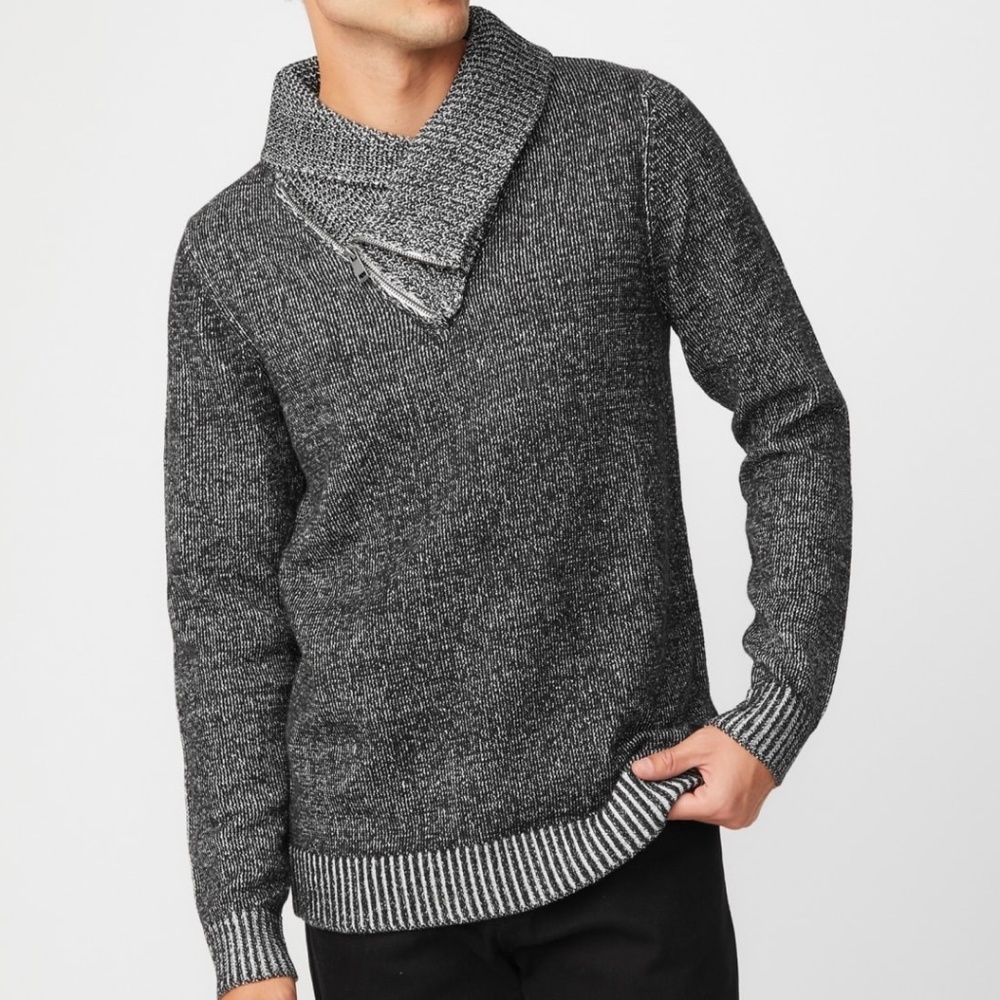 New GUESS Men's Clay Shawl Zip Sweater Sz L